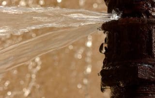 Broken pipe leaking water