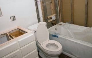 Residential bathroom undergoing remodeling