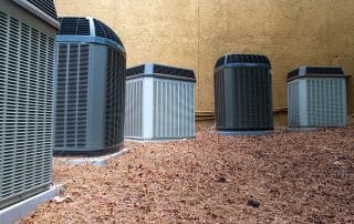Air conditioner units outside of a multi family housing property